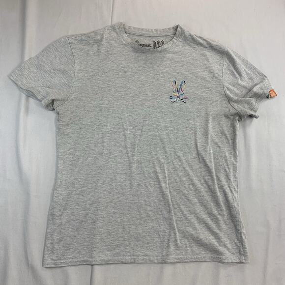 Psycho Bunny Gray T-Shirt Multicolored Bunny Medium Cotton Blend M - Picture 1 of 7